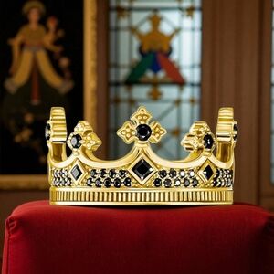 18k Gold Plated Royal Regal Jeweled Maltese Cross Crown Ring